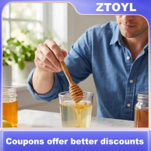 【ZTOYL】 Natural Olive Wooden Honey Spoon Stick Stirring Tool for Jars Eco Friendly Kitchen Accessories for Breakfast Dessert
