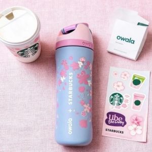 【OWALA x STARBUCKS】 Sakura FreeSip® Stainless Steel Insulated Water Bottle|24oz