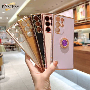 KISSCASE Samsung Galaxy S23 Ultra/S23+/S23 S22 S21 Samsung Galaxy A34 A54 A52 A13 A14 A23 A33 Finger Ring Bracket Case Electroplate Fall Prevention Phone Case