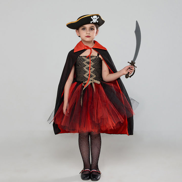 Pirate Costume Girls Buccaneer Princess Costume For Halloween Party Dress Up (9-11 Years) In | Whizz 14702634011 Kids Pirate Costume Red Black