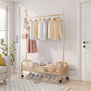 Sun🌈พร้อมส่งจากไทย ราวแขวนเสื้อ3in1อเนกประสงค์รุ่นใหม่ล่าสุด มาพร้อมล้อเคลื่อนย้ายสะดวก มีชั้นวางของสไตล์มินิมอล