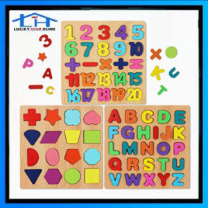 Alphabet Puzzle Wooden Toy Kid Educational Toy Number Letter Matching Jigsaw Board 20*20cm