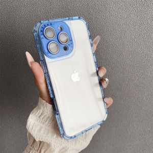 Hybrid Bumper Transparent Phone Case For iPhone 16 Pro Max 13 14 15 Plus Shockproof Air Bag Transparent Cover for Women Girls