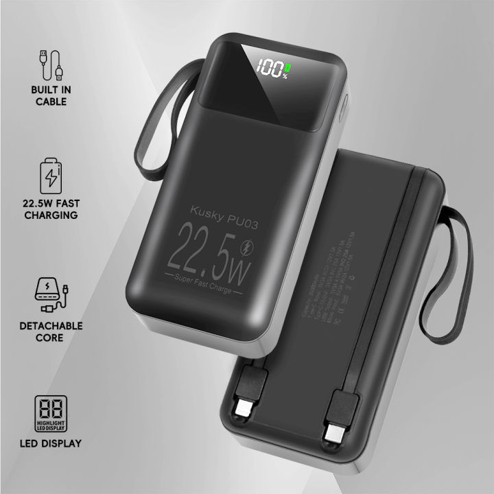 Kusky 30000mah Powerbank 22.5W QC 3.0 PD Fast charge Power bank Built ...