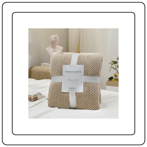 【JJ HOME】Solid Color Flannel Blanket / Thickened Luxury Waffle Blanket / Living Room Sofa Soft Blankets
