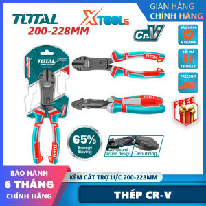 Kềm cắt trợ lực Total 200-228mm Tiết kiệm 65% sức lực so với kềm thông thường Chất liệu: Cr-V Bề mặt kềm được lớp phủ teflo tính năng xử lý ba vớ