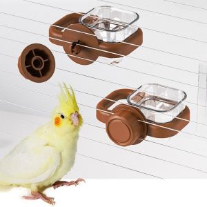 PETPARADIS Detachable Bird Cage Feeder Removable Wall Mounted Bird Feeding Bowl Bird Supplies Candy Color Bird Cage Food Boxes for Small Animals