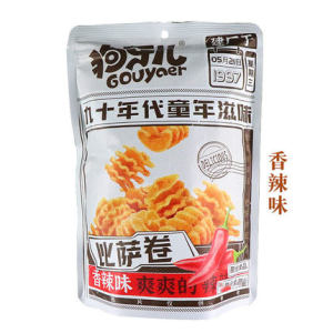 狗牙儿-比萨卷-烧烤味/花椒味/番茄味/香辣味 188克 酥脆零食童年怀旧小吃 GOUYAER-Pizza Roll-BBQ Flavor/Sichuan Pepper Flavor/Tomato Flavor/Spicy Flavor 188G