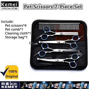 Kemei vật nuôi Kéo tỉa lông cho chó kit chuyên nghiệp mèo lông thú cưng cắt cong kéo dao cạo an toàn bộ dụng cụ cắt tóc