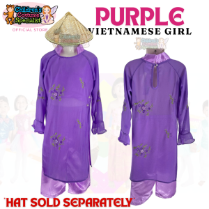 Vietnamese Girl Traditional Ethnic Costume And Hat Kindergarten Concert School Event Racial Harmony Day