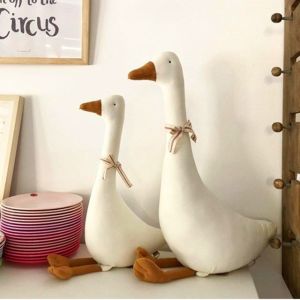 NOBLELYN Cute Bowknot Big White Goose Plush Toy Bedroom Decor Soft Plush Plush Pillow Soft Adorable Plush Stuffed Animal Living Room Gift