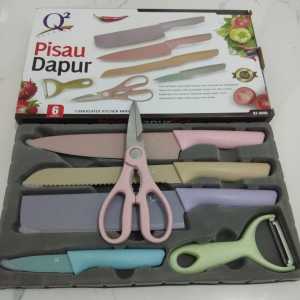 PISAU JERAMI / PISAU SET 6 IN 1 / PISAU JERAMI KERAMIK / PISAU JERAMI MULTIFUNGSI KITCHEN KNIFE STAINLESS GANDUM Q2-8606 / Q2 8606