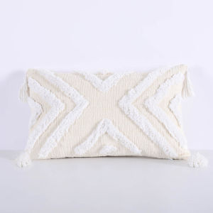 Chenille Tufted Boho Pillow Case geometric Embroidered pillowcase sofa tassel cushion cover 45cmx45cm Hypoallergenic stylish modern Decorative