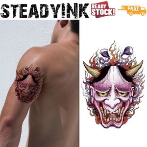 [𝚂𝚝𝚎𝚊𝚍𝚢𝙸𝙽𝙺] Temporary Tattoo Sticker Tatu Pelekat | Japanese Hannya Mask Oni | Makeup Carnival Event Festival Party |