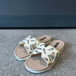 FJ Women H Design Slip-On Sandals PVC Minmin Print Casual Fashion Light Soft Comfortable BS-3112