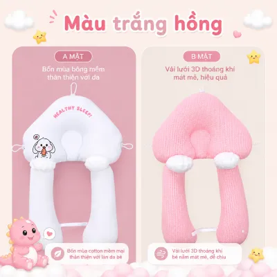 Gối Chống Bẹp Đầu Cho Bé EMA Kèm Gối Chặn Chống Lật Gối Ôm Cho Trẻ Sơ Sinh Định Hình Tránh Méo Đầu