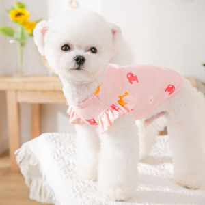 Áo Ba Lỗ Tay Bay Cho Cún Con Quần Áo Cho Chó Quần Áo Thú Cưng Nữ Cho Shih Tzu Áo Mèo Hồng Dễ Thương S-XL