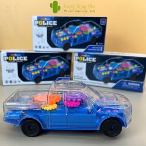 Đồ Chơi Xe Ô tô Cảnh Sát Trong Suốt - Phát Sáng Nhạc Đèn Nhấp Nháy Cho Bé