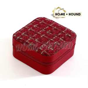 HOME+HOUND Weaving Pattern Jewelry Box For Women Necklace Ring Earrings Organizer Holder Travel Portable Zipper Square Jewelry Storage Case