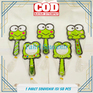 Souvenir Pernikahan Kitanan dan Ultah Kaca Cermin Karakter KEROPPI Kemasan Plastik ISI 50 PCS
