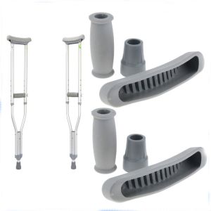 Pain-Relief Crutch Grip and Tip Covers Set - Durable Hand Support for Adjustable Crutches - One Size Fits All