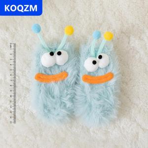 [COD] KOQZM 1 đôi vớ mùa thu và mùa đông cho trẻ em dễ thương xấu xí mắt to vui nhộn lông cừu sàn vớ nhung san hô dày vớ ấm sang trọng