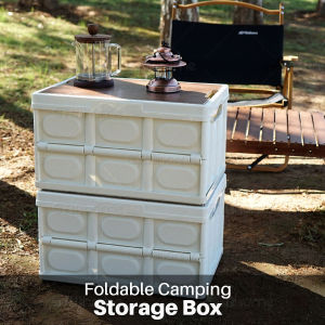 Kotak Simpanan Khemah Camping Storage Box Wooden Lid Foldable Organizer Basket