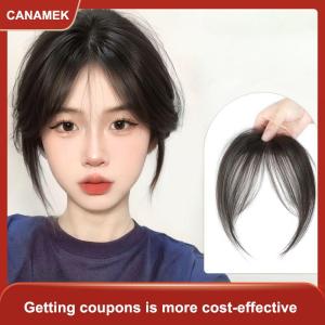 【CANAMEK】 Phần giữa giả bangs Fringe tổng hợp Topper hairpiece Clip-in bang mở rộng tự nhiên vô hình clourse hairpiece phụ nữ