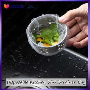 JustLiving 100/200Pcs Disposable Kitchen Sink Strainer Bag J&L Sink Fine Mesh Net Filtering Garbage Bag Shower Hair Stopper Sewer Water Filter Home Restaurant Sink Accessores