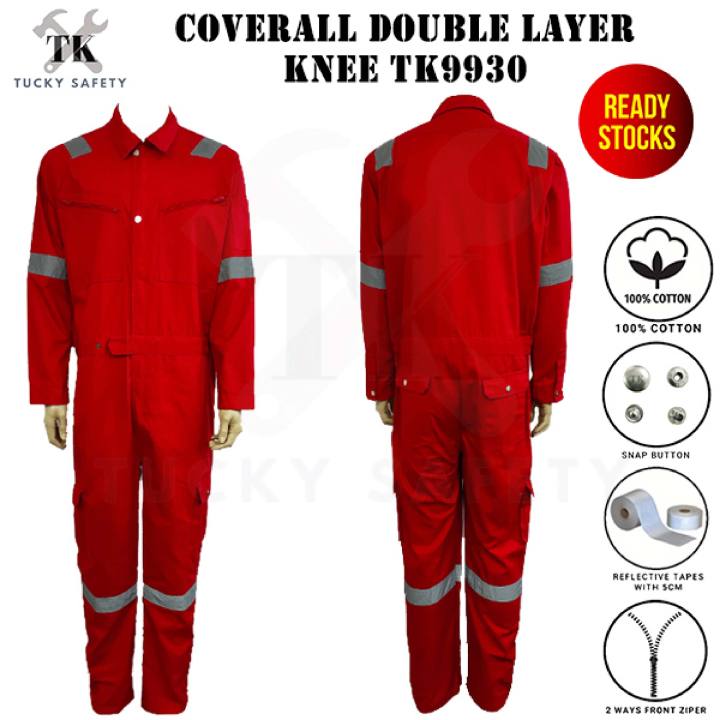 TK 100% COTTON MEN'S WORKING COVERALL WITH BUTTON / DOUBLE ZIPPER / COVERALL  KERJA LELAKI TK9930-MA