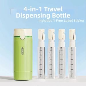 MISSUP 4-in-1 Travel Sub-bottling Wash Care Set Portable Leak-Proof Toiletries Bottle Set Push-Style Design Shower Soap Dispenser Shampoo Shower Gel Storage