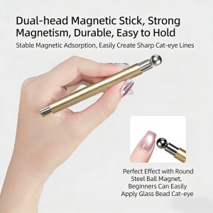 Silver Gold Pink Double Head Magnetic Cats Eye Nail Magnetic Stick with Steel Ball Super Strong Magnet Sticks