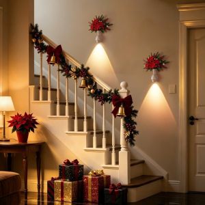 SWEET Christmas LED Motion Sensor Wall Lamp No Drilling Touch-Controlled Vase Shape Night Light Halloween Motion Activation ic Wall Light Bedroom