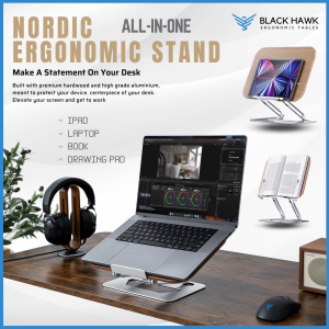 🦅 (𝐒𝐆 𝐒𝐓𝐎𝐂𝐊) Black Hawk Ergonomic Stand | iPad Stand | iPad Holder | Laptop Stand | Laptop Mount | Drawing Writing Pad