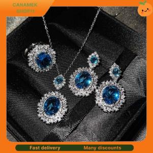 ❣️❣️❣️ 3Pcs set Elegant Luxury Fashion Crystal Zircon Necklace Earrings Ring For Women Girls Party Wedding Bride Jewelry Set Gifts