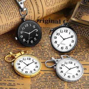 Pocket Watches Quartz Watch Big Dial For Women Men Nurse Elderly Watches Key Buckle Pendant Keychain