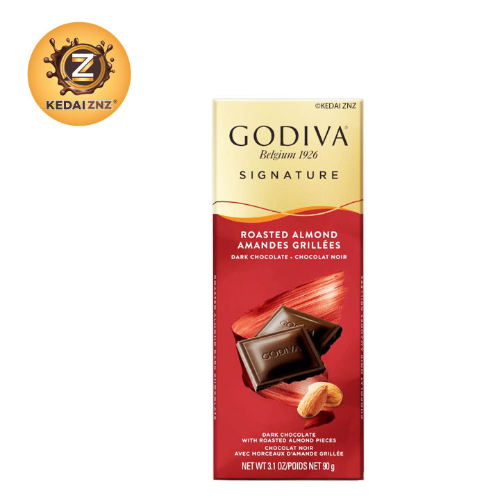 Chocolate GODIVA SIGNATURE ROASTED ALMOND DARK CHOCOLATE Bar 90g Coklat ...