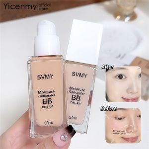 Yicenmy SVMY Foundation Moisturizing การควบคุมน้ำมันครอบคลุมสูง ครีมแต่งหน้าธรรมชาติที่ยาวนาน BBคอนซีลเลอร์รองพื้นชนิดน้ำ