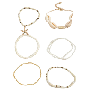 7Pieces Ocean Bracelet Delicate Hand Shell Bracelet Sweet Accessories Resin and Shell Texture for Special Event