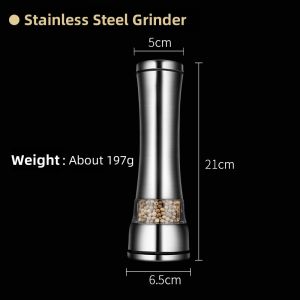 Elegant Stainless Steel Salt & Pepper Mill Grinder for Home Use Adjustable Spice Pepper Grinder Mills