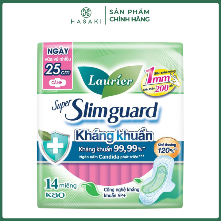 Băng Vệ Sinh Laurier Super Slimguard Siêu Mỏng Cánh Kháng Khuẩn 25cm Hasaki Sản Phẩm Chính Hãng