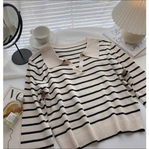 QR - RFS OOTD PAKAIAN WANITA ATASAN RAJUT LENGAN PANJANG / YIYI COLLAR RAJUT LENGAN PANJANG / ATASAN WANITA KERAH