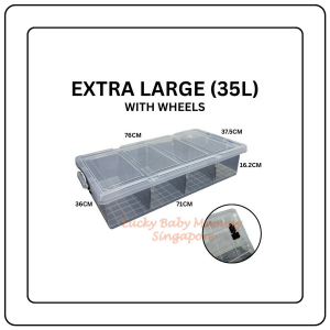 【JJ HOME】Transparent Compartment Storage Box With Lid/Underbed Large Capacity Organizer with wheels