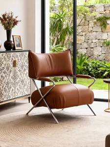 Living room bedroom creative stainless steel single sofa chair balcony study reading leisure armrest chair