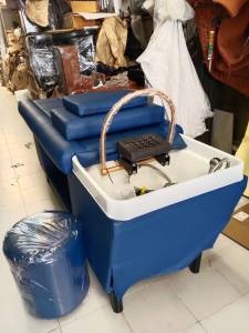 🔥ส่งฟรีทั่วไทย🔥 เตียงสระผม รุ่น Skyสปา9966 สีฟ้า อ่างสระพลาสติกสีขาว พร้อมอุปกรณ์ครบ