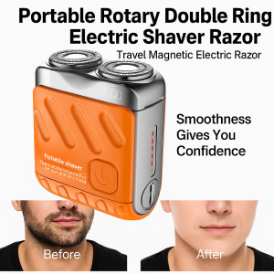 Men’s Electric Shaver Portable Mini Travel Shaver Dual Head High Speed Clean Shaving USB Rechargeable Waterproof Men’s Grooming Tool