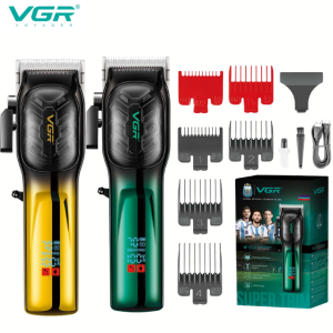 VGR V-654 Mensin Gunting Barber Cordless Hair Clipper Rechargeable with 200-Minute Runtime LED Display 6 Guide Combs7000RPM DC MOTOR Professional Hair Trimmer For Men