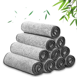 Fypo 1/3Pcs Microfiber Cleaning Cloth Bamboo Charcoal Fiber Soft Towel Strong Absorption Dishcloth Thicken Kitchen Oil Water Removing Rag Glass Bowl Cup Table Wipper Home Cleaner Towel