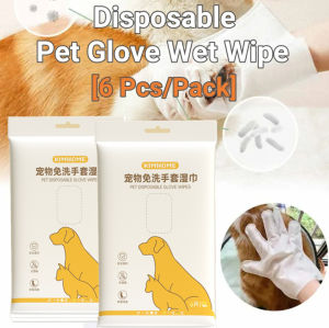 6PCS Pet Disposable Cleaning Gloves Cleaning Wet Wipes Deodorant Dry Cleaning Gloves Pets Spa Wash Free Grooming Glove