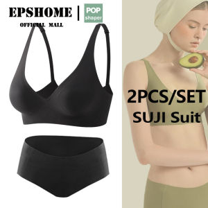epshome 2pcs/set Seamless Bra For Women Sports Jelly Bra for Women and Seamless Panty Set on sale